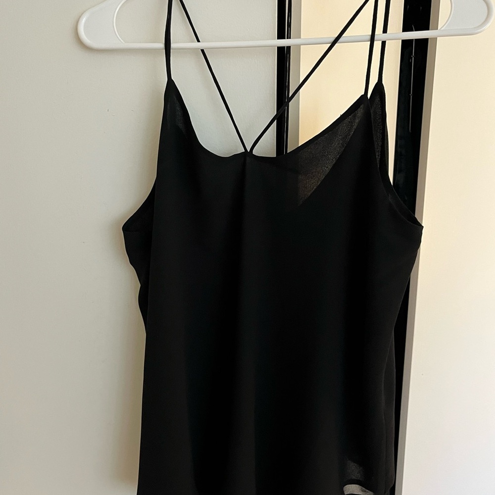 NWOT! Black Blouse with overlapping straps - Picture 2 of 5
